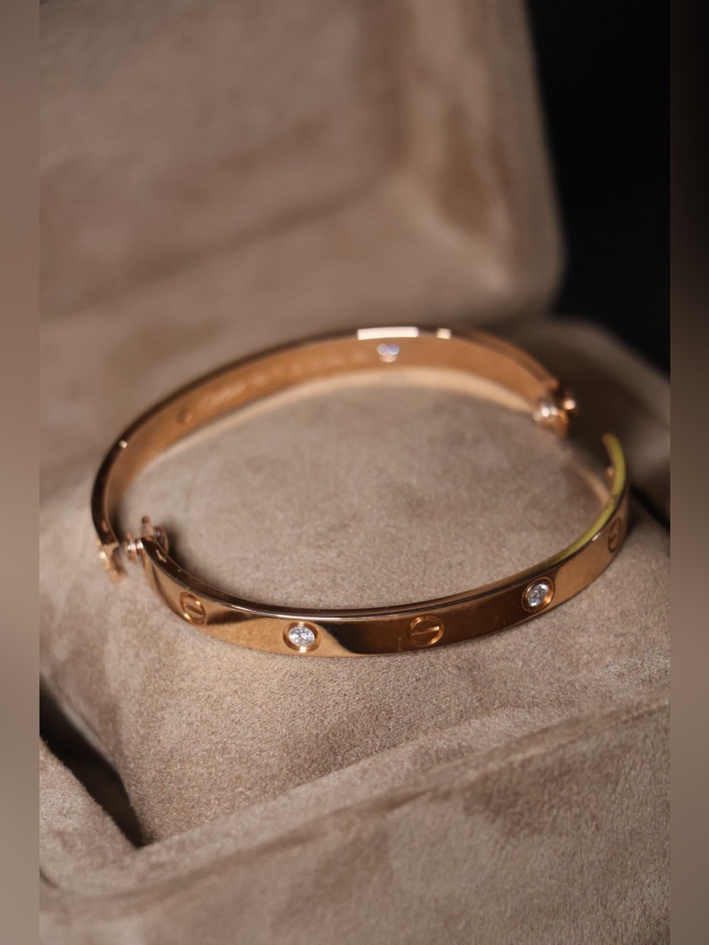 Cartier Rose Gold Love Bracelet, Classic Model, 4 Diamonds